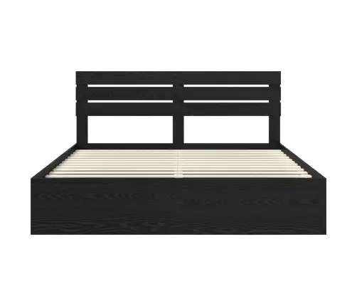 Voodi Raam Peaga Must 200 X 200 Cm Tahke Mänd