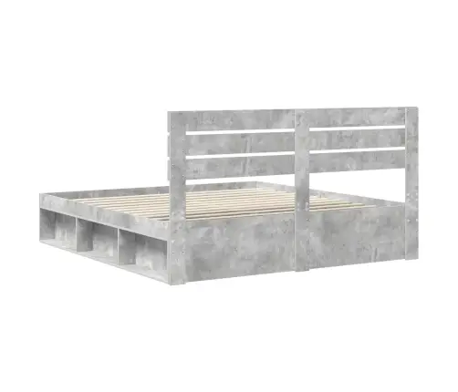 Gultas Rāmis Betons 200 X 200 Cm Ciets Priedes Koks Vidaxl