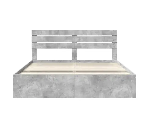 Gultas Rāmis Betons 200 X 200 Cm Ciets Priedes Koks Vidaxl