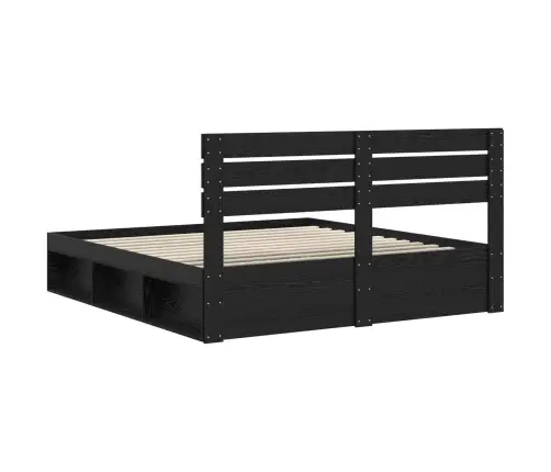 Gultas Rāmis Melna 180 X 200 Cm Ciets Priedes Koks Vidaxl