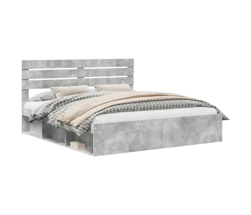 Gultas Rāmis Betons 180 X 200 Cm Ciets Priedes Koks Vidaxl