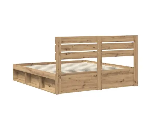 Gultas Rāmis Mākslīgā Ozola 180 X 200 Cm Ciets Priedes Koks Vidaxl