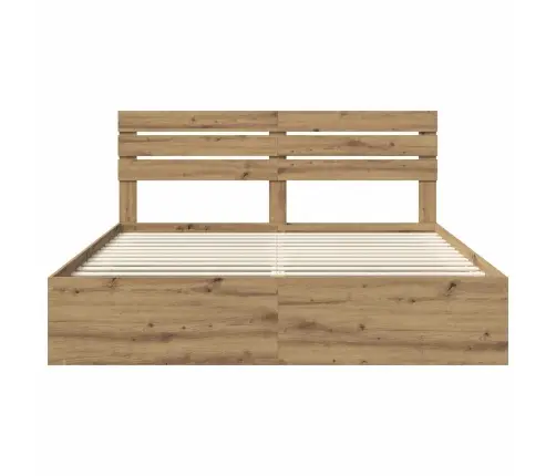 Gultas Rāmis Mākslīgā Ozola 180 X 200 Cm Ciets Priedes Koks Vidaxl