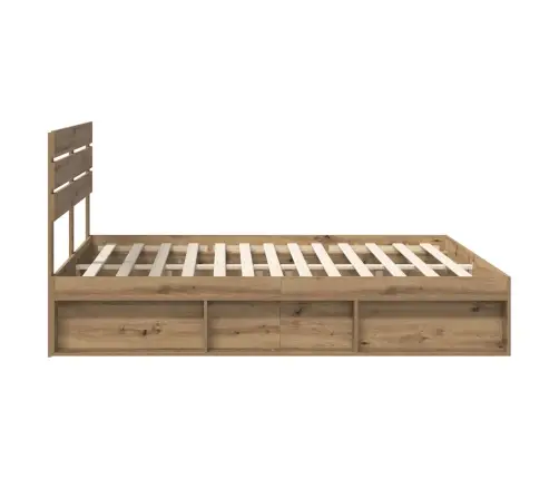 Gultas Rāmis Mākslīgā Ozola 180 X 200 Cm Ciets Priedes Koks Vidaxl