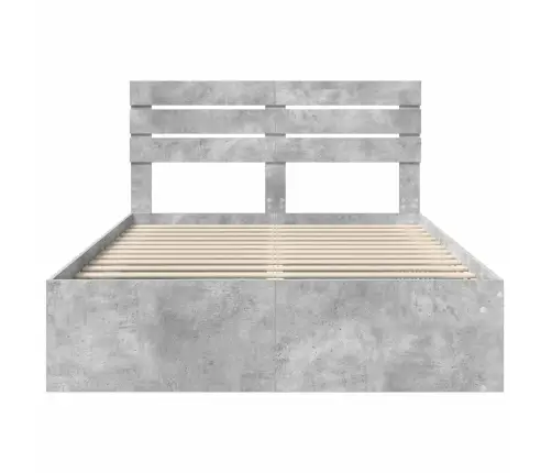 Gultas Rāmis Betons 160 X 200 Cm Ciets Priedes Koks Vidaxl