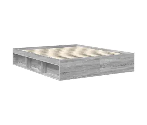 Gultas Rāmis Pelēks Sonoma 160 X 200 Cm Ciets Priedes Koks Vidaxl