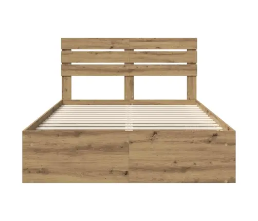 Gultas Rāmis Mākslīgā Ozola 160 X 200 Cm Ciets Priedes Koks Vidaxl