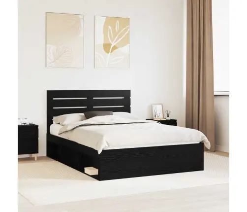 Lovos Rėmas Juoda 150 X 200 Cm Kietos Pušies Mediena