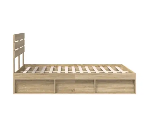 Gultas Rāmis Sonoma Ozols 150 X 200 Cm Ciets Priedes Koks Vidaxl