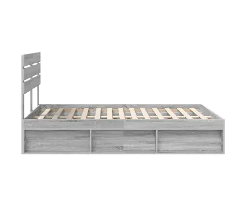 Gultas Rāmis Pelēks Sonoma 150 X 200 Cm Ciets Priedes Koks Vidaxl
