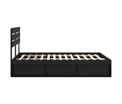 Voodi Raam Peaga Must 140 X 200 Cm Tahke Mänd