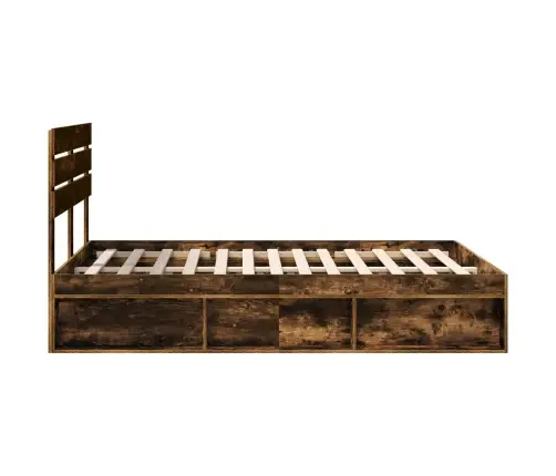 Gultas Rāmis Dūmaka Ozols 140 X 200 Cm Ciets Priedes Koks Vidaxl