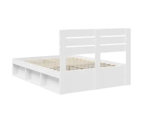 Gultas Rāmis Balts 140 X 190 Cm Ciets Priedes Koks Vidaxl