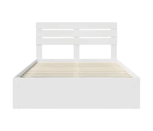 Gultas Rāmis Balts 140 X 190 Cm Ciets Priedes Koks Vidaxl