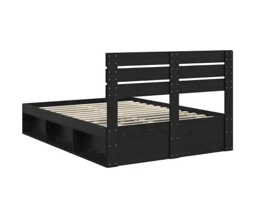 Voodi Raam Peaga Must 140 X 190 Cm Tahke Mänd