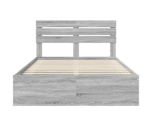 Gultas Rāmis Pelēks Sonoma 140 X 190 Cm Ciets Priedes Koks Vidaxl