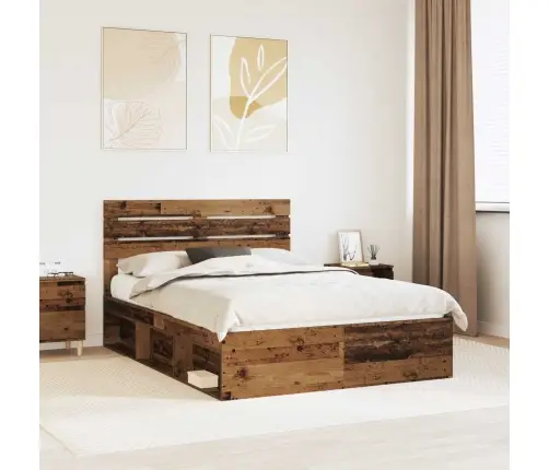 Gultas Rāmis Vecs Koks 140 X 190 Cm Ciets Priedes Koks Vidaxl