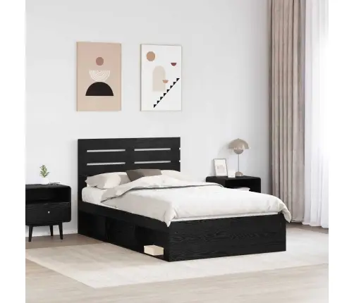 Lovos Rėmas Juoda 135 X 190 Cm Kietos Pušies Mediena