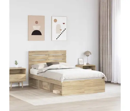 Gultas Rāmis Sonoma Ozols 135 X 190 Cm Ciets Priedes Koks Vidaxl