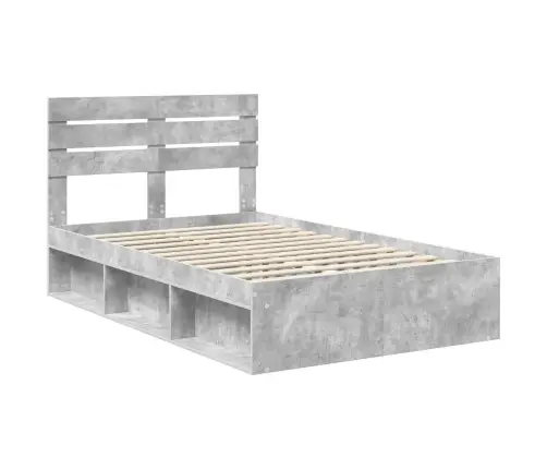 Lovos Rėmas Betono Pilka 135 X 190 Cm Kietos Pušies Mediena