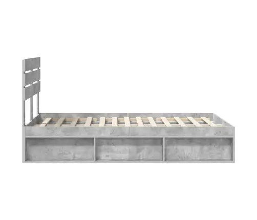Lovos Rėmas Betono Pilka 135 X 190 Cm Kietos Pušies Mediena