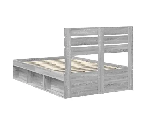 Gultas Rāmis Pelēks Sonoma 120 X 200 Cm Ciets Priedes Koks Vidaxl