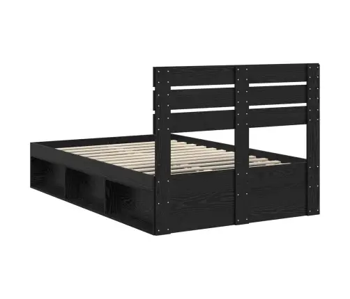 Lovos Rėmas Juoda 120 X 190 Cm Kietos Pušies Mediena