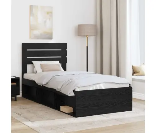 Gultas Rāmis Melna 100 X 200 Cm Ciets Priedes Koks Vidaxl