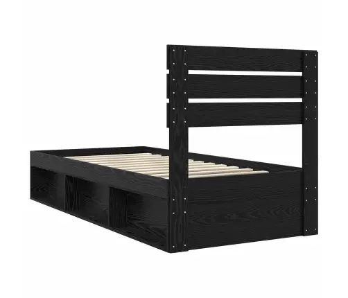 Gultas Rāmis Melna 100 X 200 Cm Ciets Priedes Koks Vidaxl