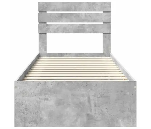 Gultas Rāmis Betona Pelēks 100 X 200 Cm Ciets Priedes Koks Vidaxl