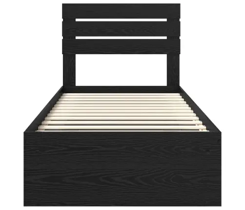 Gultas Rāmis Melna 90 X 200 Cm Ciets Priedes Koks Vidaxl