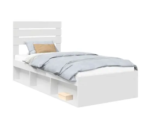 Gultas Rāmis Balts 90 X 190 Cm Ciets Priedes Koks Vidaxl