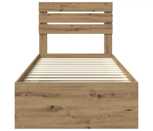 Gultas Rāmis Mākslīgā Ozola 90 X 190 Cm Ciets Priedes Koks Vidaxl