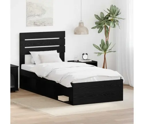 Gultas Rāmis Melna 75 X 190 Cm Ciets Priedes Koks Vidaxl