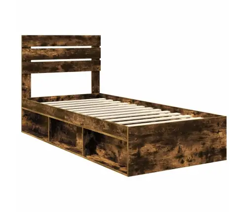 Voodi Raam Peaga Suitsetatud Tamm 75 X 190 Cm Tahke Mänd