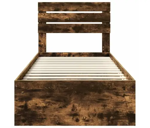 Voodi Raam Peaga Suitsetatud Tamm 75 X 190 Cm Tahke Mänd