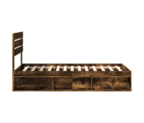 Voodi Raam Peaga Suitsetatud Tamm 75 X 190 Cm Tahke Mänd