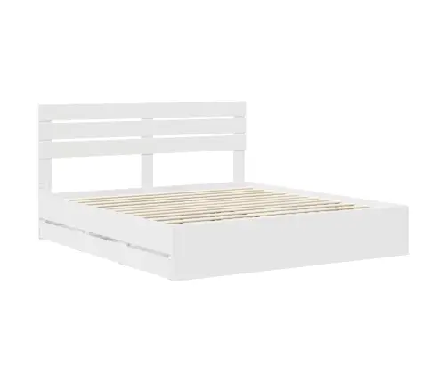 Gultas Rāmis Ar Atvilktni Balts 200 X 200 Cm Inženieru Koks Vidaxl