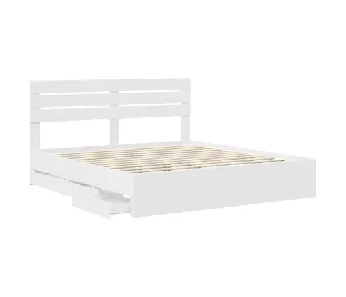 Gultas Rāmis Ar Atvilktni Balts 200 X 200 Cm Inženieru Koks Vidaxl