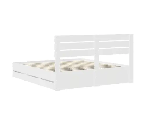 Gultas Rāmis Ar Atvilktni Balts 200 X 200 Cm Inženieru Koks Vidaxl