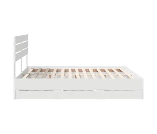 Gultas Rāmis Ar Atvilktni Balts 200 X 200 Cm Inženieru Koks Vidaxl