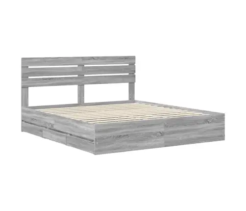 Gultas Rāmis Pelēks Sonoma 200 X 200 Cm Inženieru Koks Vidaxl
