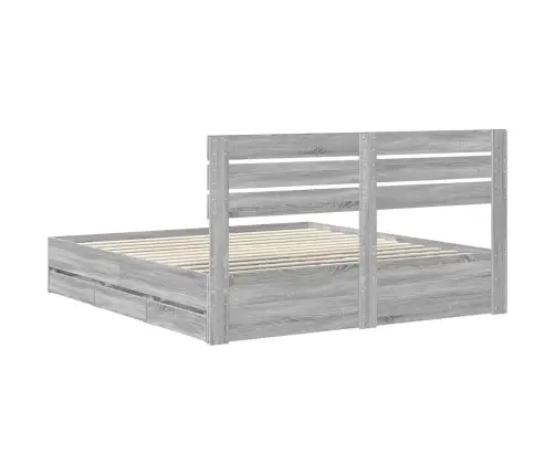 Gultas Rāmis Pelēks Sonoma 200 X 200 Cm Inženieru Koks Vidaxl