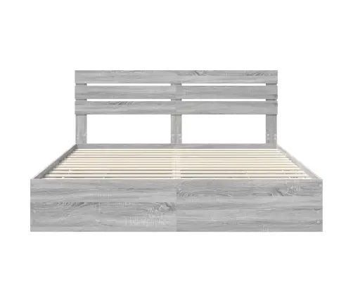 Gultas Rāmis Pelēks Sonoma 200 X 200 Cm Inženieru Koks Vidaxl