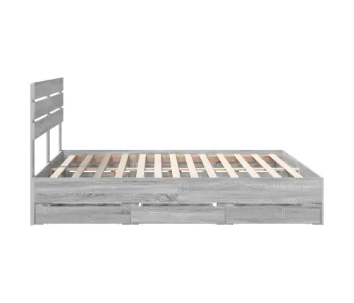 Gultas Rāmis Pelēks Sonoma 200 X 200 Cm Inženieru Koks Vidaxl