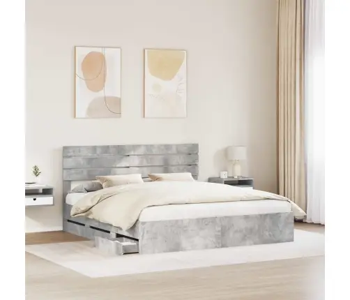 Gultas Rāmis Betona Pelēks 180 X 200 Cm Inženieru Koks Vidaxl