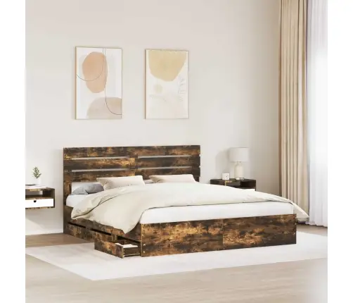 Voodi Raam Sahtliga Suitsetatud Tamm 180 X 200 Cm Inseneripuit