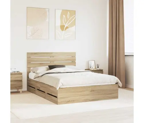 Gultas Rāmis Sonoma Ozols 160 X 200 Cm Inženieru Koks Vidaxl