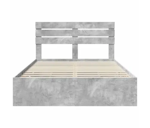 Gultas Rāmis Betona Pelēks 160 X 200 Cm Inženieru Koks Vidaxl