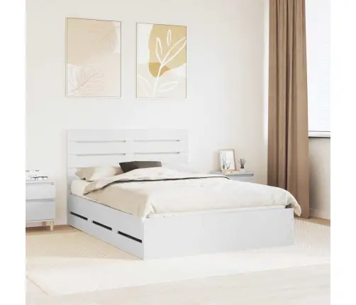 Gultas Rāmis Ar Atvilktni Balts 150 X 200 Cm Inženieru Koks Vidaxl